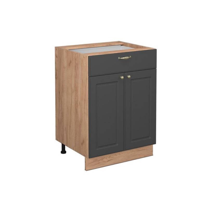 Vicco Unterschrank Fame-Line, Anthrazit-Gold/Eiche 60cm mit Schublade ohne Arbeitsplatte von Vicco