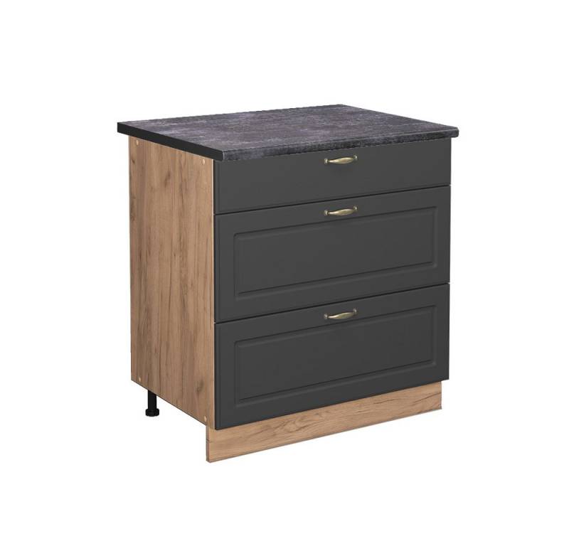 Vicco Unterschrank Fame-Line, Anthrazit-Gold/Goldkraft Eiche, 80 cm mit 3 Schubladen, ... von Vicco