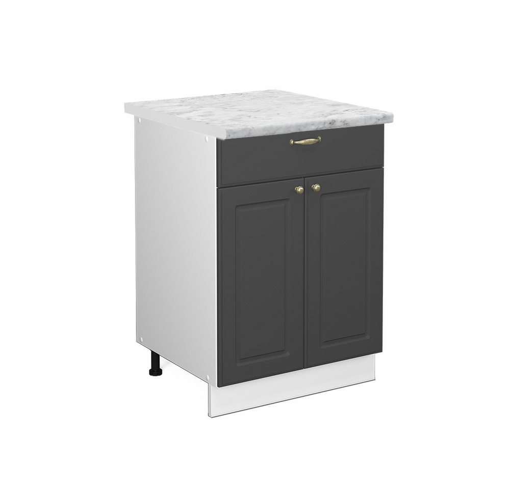 Vicco Unterschrank Fame-Line, Anthrazit-Gold/Weiß, 60 cm mit Schublade, AP Marmor Vicco Unterschrank Fame-Line, Anthrazit-Gold/Weiß, 60 cm mit Schublade, AP Marmor von Vicco