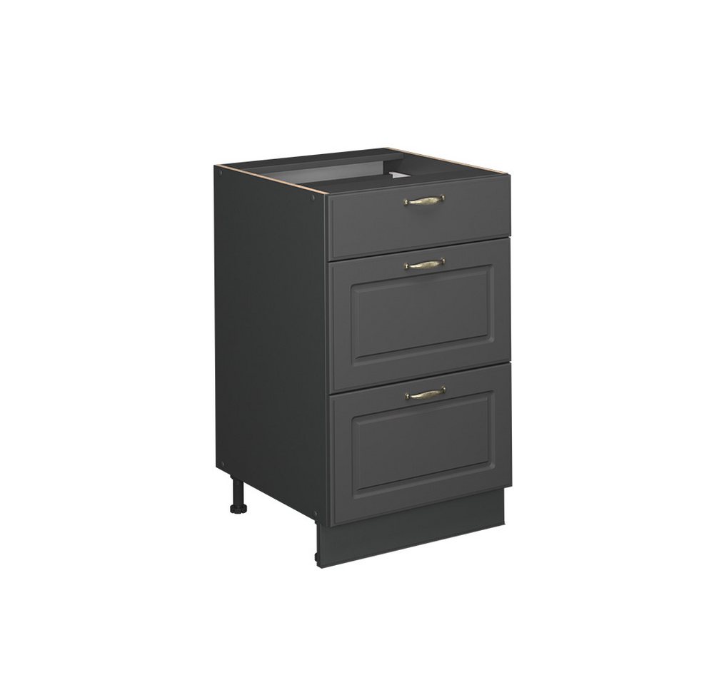 Vicco Unterschrank Fame-Line, Anthrazit-Gold Landhaus/Anthrazit, 50 cm ohne Arbeitsplatte von Vicco