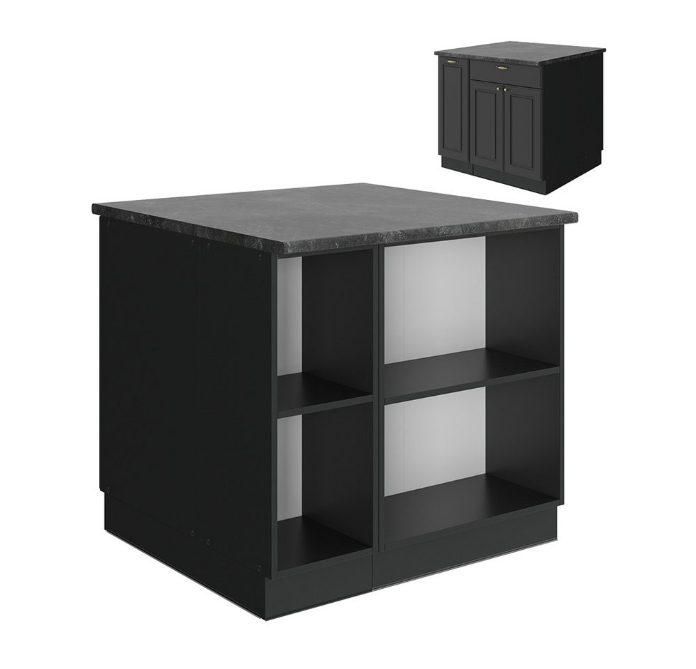 Vicco Unterschrank Fame-Line, Anthrazit-Gold Landhaus/Anthrazit, 90 cm ohne Arbeitsplatte von Vicco