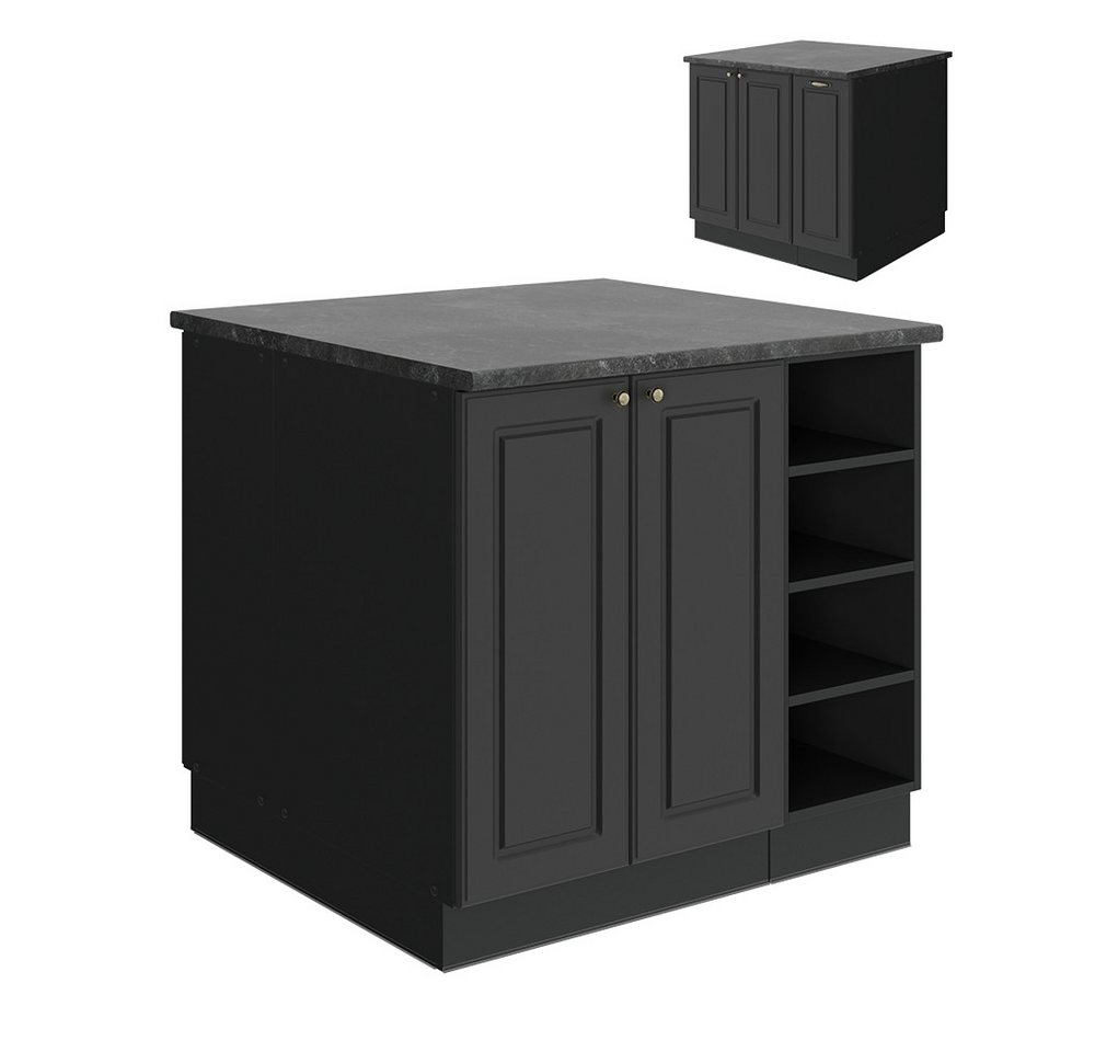 Vicco Unterschrank Fame-Line, Anthrazit-Gold Landhaus/Anthrazit, 90 cm ohne Arbeitsplatte von Vicco