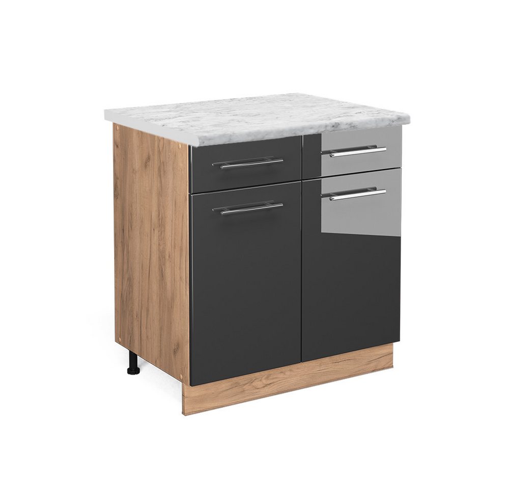 Vicco Unterschrank Fame-Line, Anthrazit Hochglanz/Goldkraft Eiche, 80 cm, AP Marmor Vicco Unterschrank Fame-Line, Anthrazit Hochglanz/Goldkraft Eiche, 80 cm, AP Marmor von Vicco
