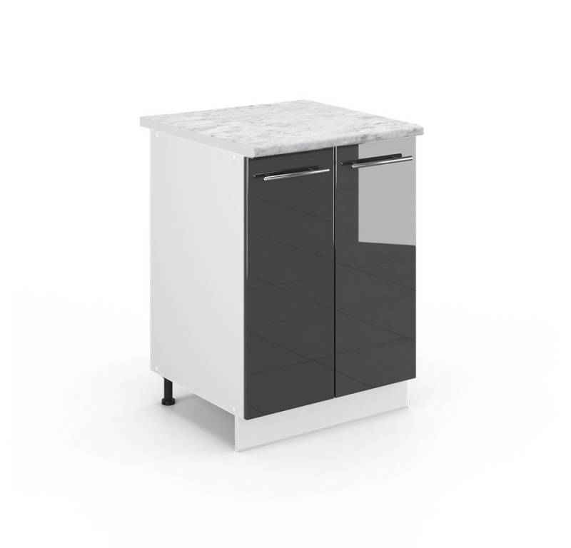 Vicco Unterschrank Fame-Line, Anthrazit Hochglanz/Weiß, 60 cm, AP Marmor von Vicco