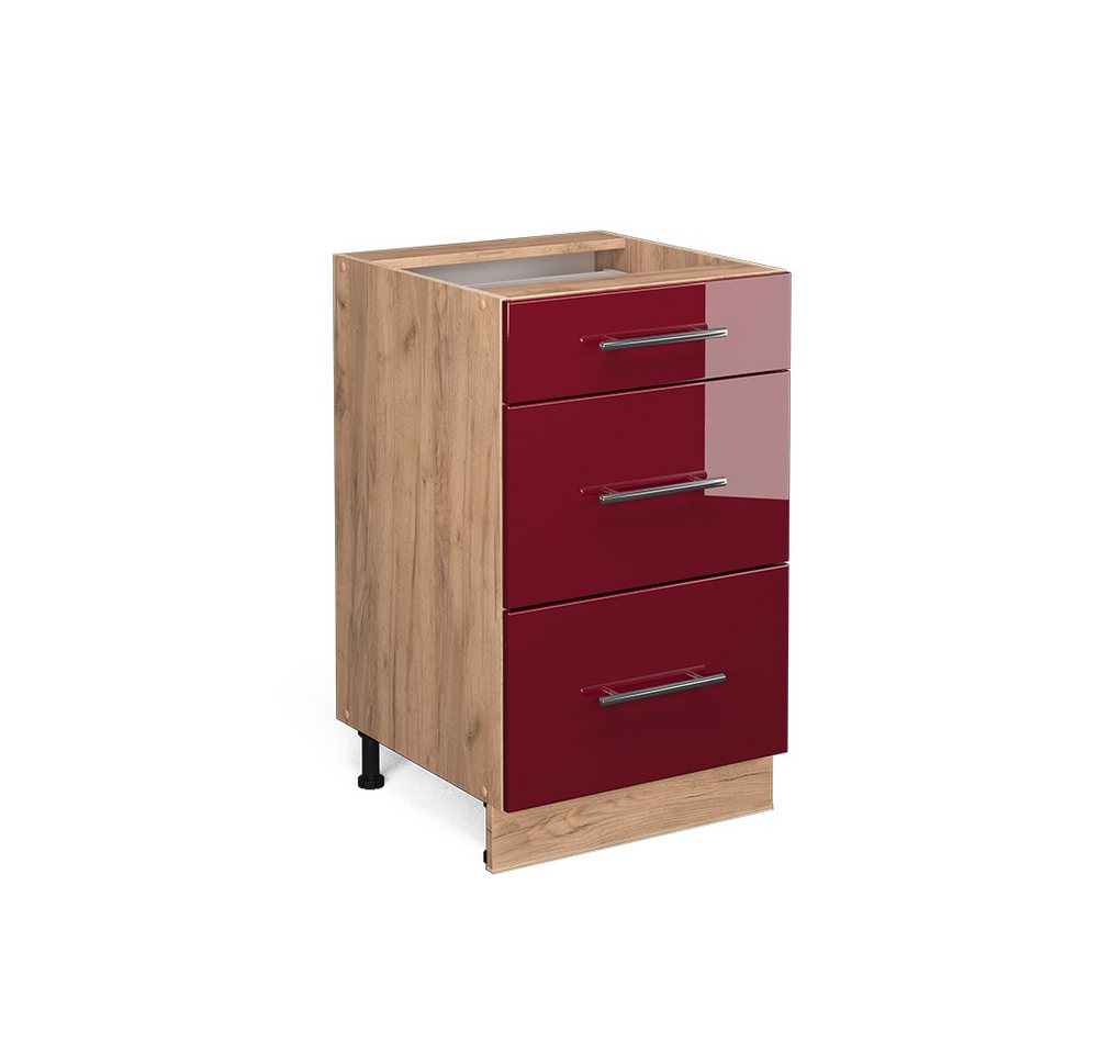 Vicco Unterschrank Fame-Line, Bordeaux Hochglanz/Eiche, 50 cm ohne Arbeitsplatte Vicco Unterschrank Fame-Line, Bordeaux Hochglanz/Eiche, 50 cm ohne Arbeitsplatte von Vicco