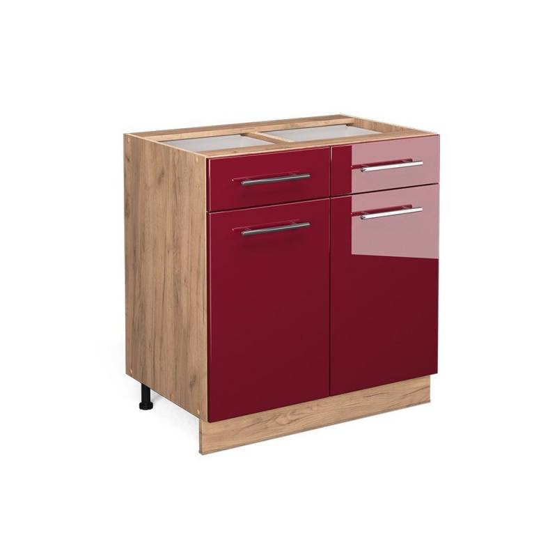 Vicco Unterschrank Fame-Line, Bordeaux Hochglanz/Eiche, 80 cm ohne Arbeitsplatte Vicco Unterschrank Fame-Line, Bordeaux Hochglanz/Eiche, 80 cm ohne Arbeitsplatte von Vicco