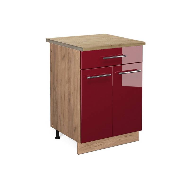 Vicco Unterschrank Fame-Line, Bordeaux Hochglanz/Goldkraft Eiche, 60 cm mit Schublade,... von Vicco