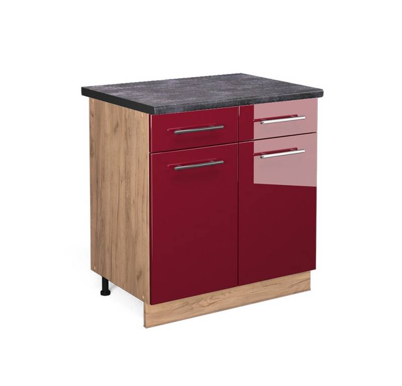 Vicco Unterschrank Fame-Line, Bordeaux Hochglanz/Goldkraft Eiche, 80 cm, AP Anthrazit Vicco Unterschrank Fame-Line, Bordeaux Hochglanz/Goldkraft Eiche, 80 cm, AP Anthrazit von Vicco