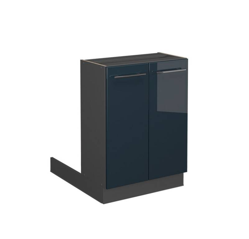 Vicco Unterschrank Fame-Line, Dunkelblau Hochglanz/Anthrazit, 60 cm ohne Arbeitsplatte von Vicco