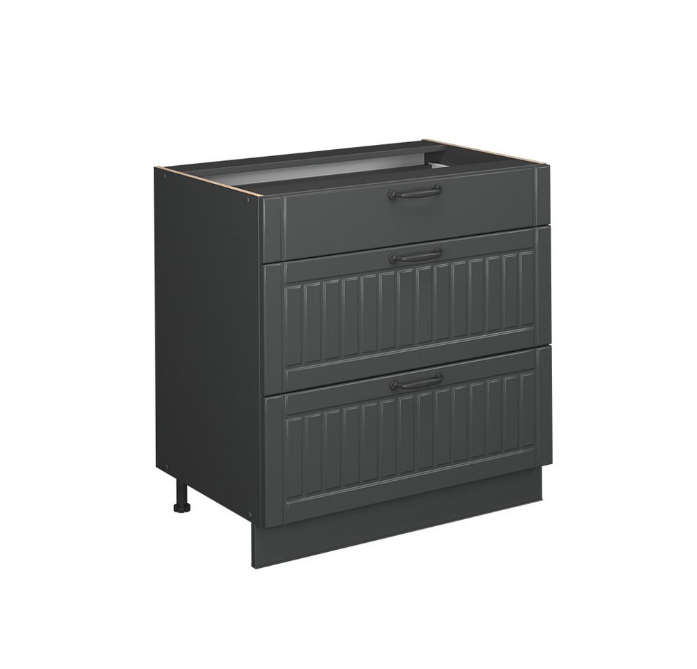 Vicco Unterschrank Fame-Line, Dunkelgrau/Anthrazit, 80 cm mit 3 Schubladen, AP Eiche von Vicco