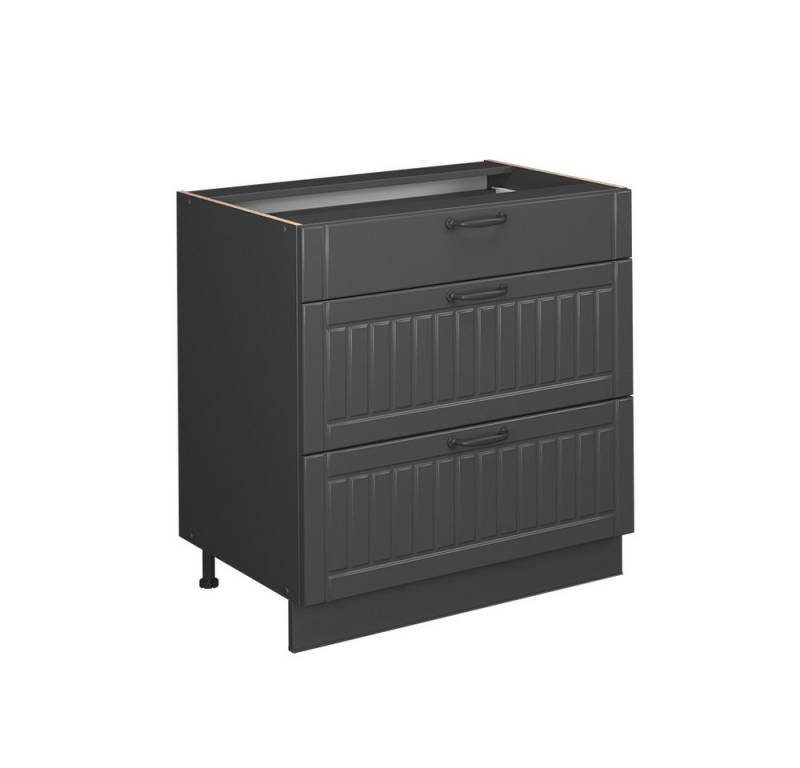 Vicco Unterschrank Fame-Line, Dunkelgrau/Anthrazit, 80 cm mit 3 Schubladen, AP Eiche von Vicco