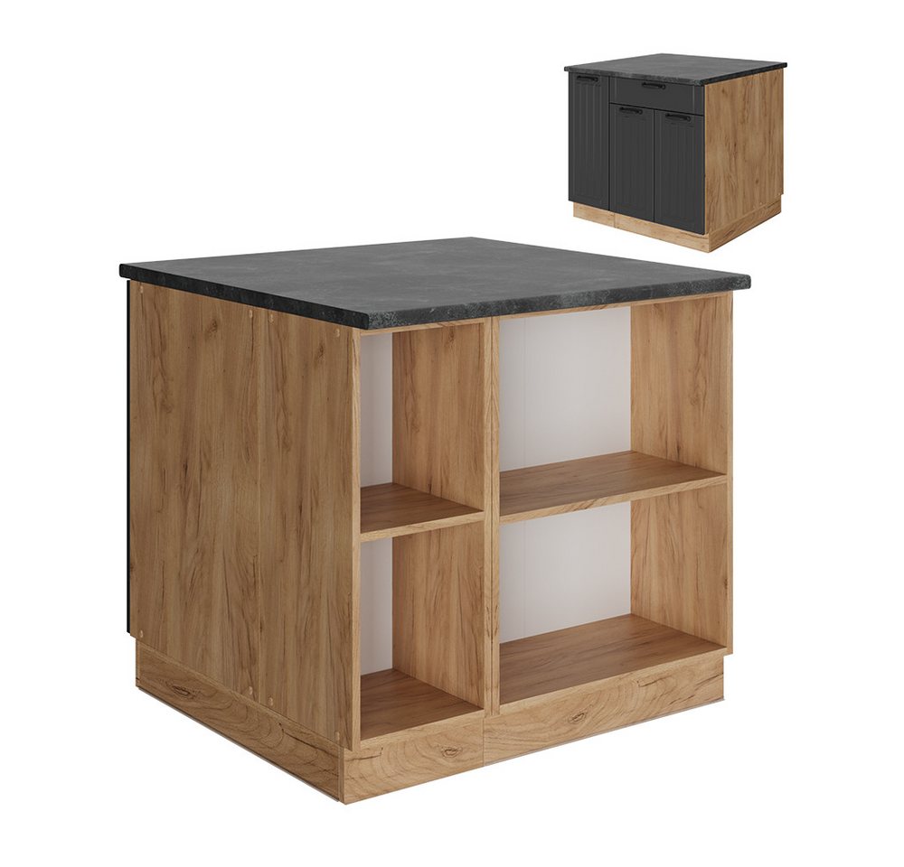 Vicco Unterschrank Fame-Line, Dunkelgrau/Goldkraft Eiche, 90 cm mit Schublade, ohne Ar... von Vicco