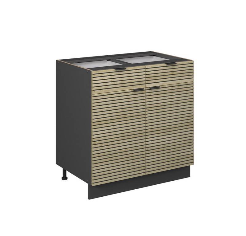 Vicco Unterschrank Fame-Line, Eiche Paneel/Anthrazit, 80 cm ohne Arbeitsplatte von Vicco