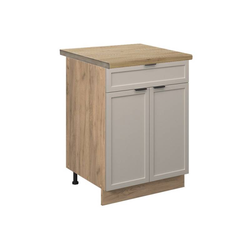 Vicco Unterschrank Fame-Line, GrauBeige/Goldkraft Eiche, 60 cm mit Schublade, AP Eiche von Vicco