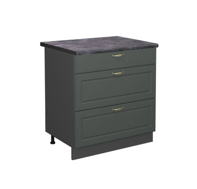 Vicco Unterschrank Fame-Line, Grün-Gold Landhaus/Anthrazit, 80 cm mit 3 Schubladen, A... Vicco Unterschrank Fame-Line, Grün-Gold Landhaus/Anthrazit, 80 cm mit 3 Schubladen, A... von Vicco