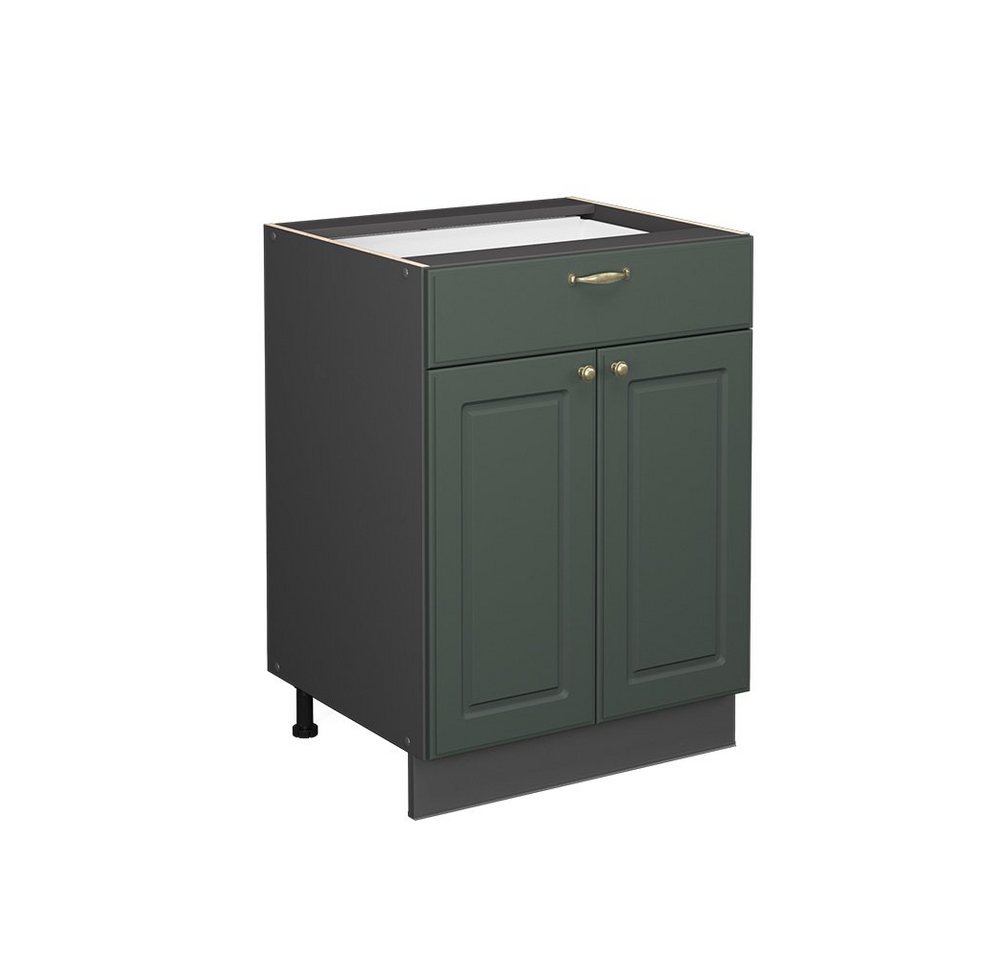 Vicco Unterschrank Fame-Line, Grün-Gold Landhaus/Anthrazit 60cm, ohne Arbeitsplatte von Vicco