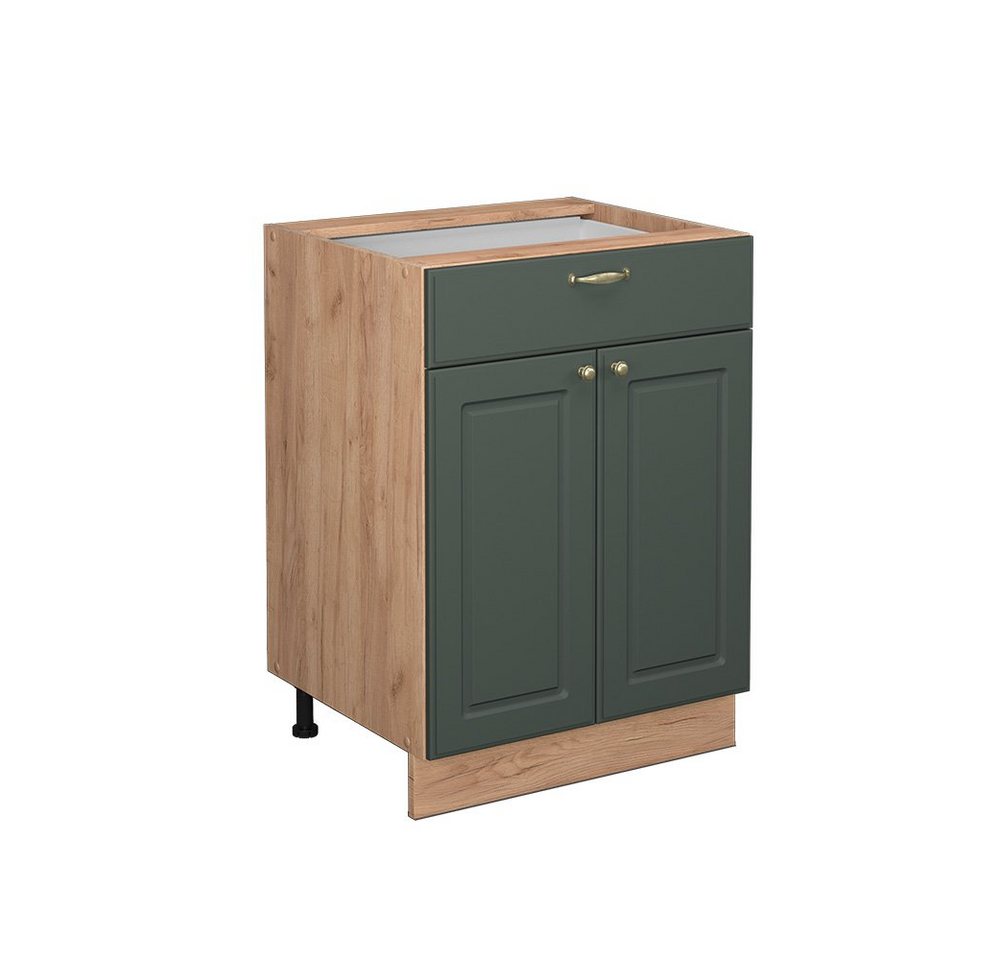 Vicco Unterschrank Fame-Line, Grün-Gold Landhaus/Eiche 60cm, ohne Arbeitsplatte von Vicco