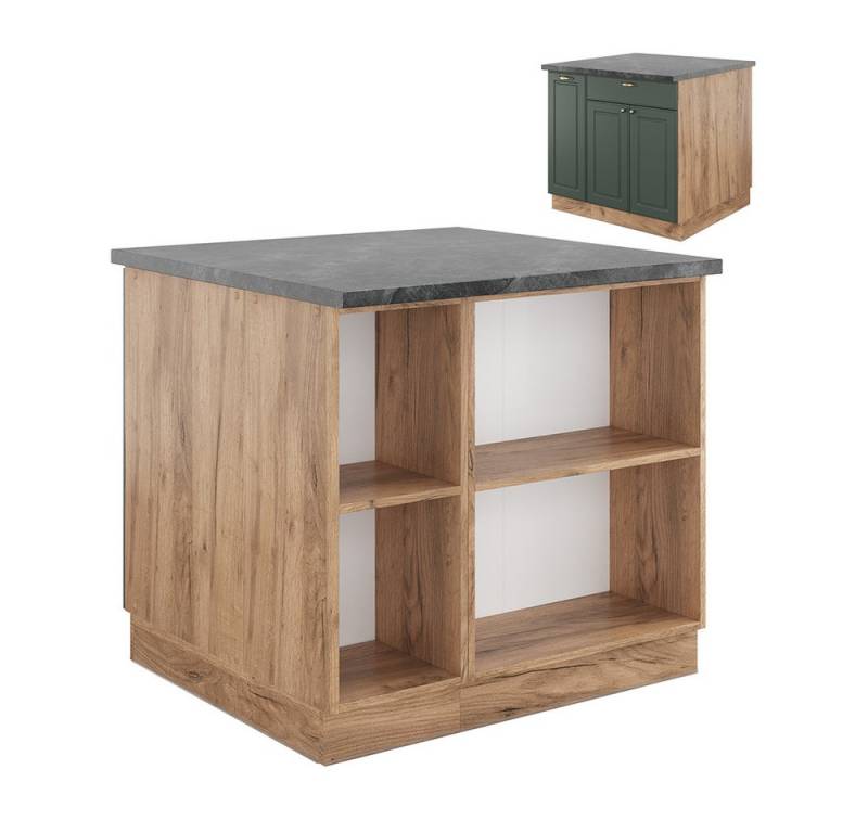 Vicco Unterschrank Fame-Line, Grün-Gold Landhaus/Eiche 90cm, ohne Arbeitsplatte von Vicco