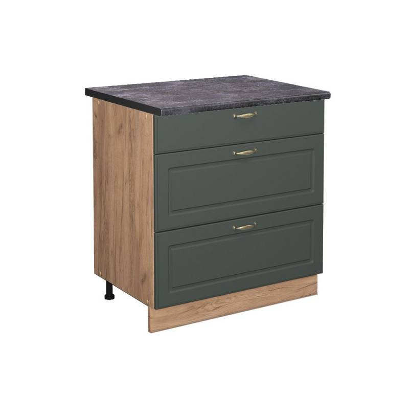 Vicco Unterschrank Fame-Line, Grün-Gold Landhaus/Goldkraft Eiche, 80 cm mit 3 Schubla... Vicco Unterschrank Fame-Line, Grün-Gold Landhaus/Goldkraft Eiche, 80 cm mit 3 Schubla... von Vicco