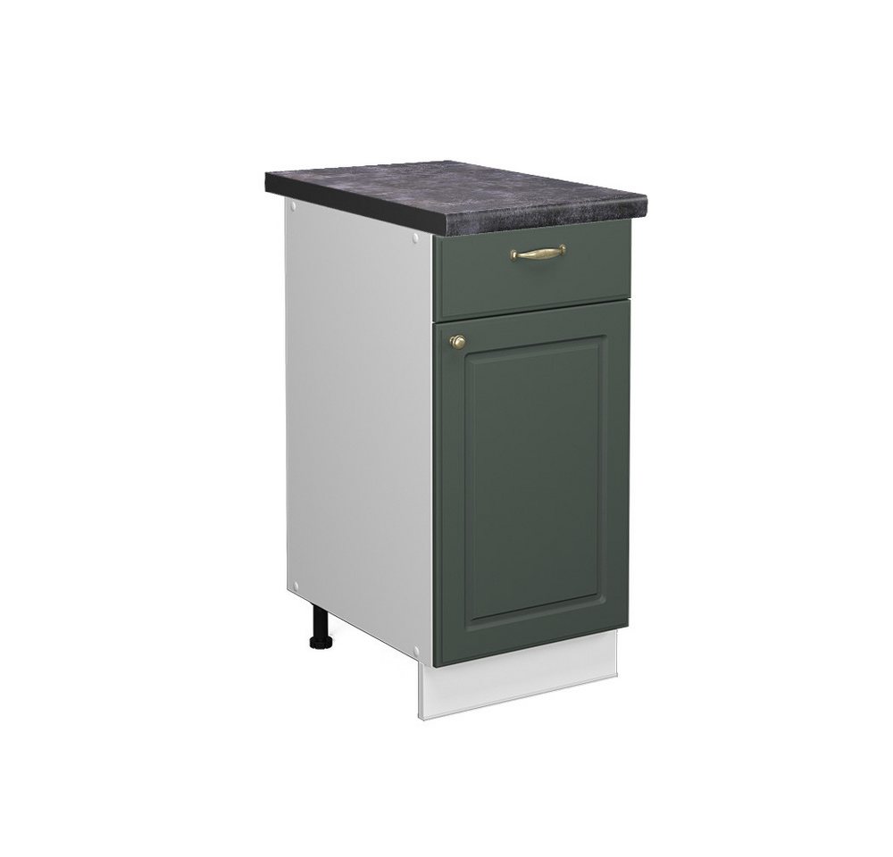 Vicco Unterschrank Fame-Line, Grün-Gold Landhaus/Weiß, 40 cm, AP Anthrazit von Vicco