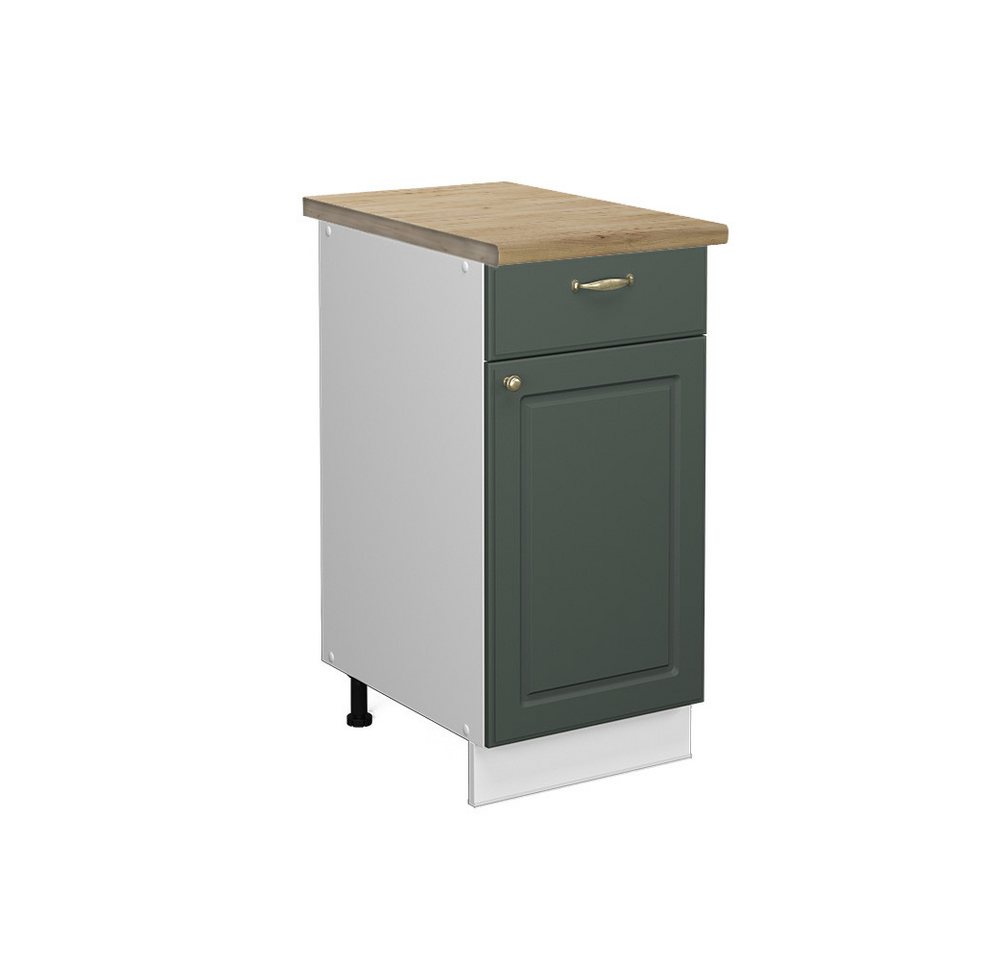 Vicco Unterschrank Fame-Line, Grün-Gold Landhaus/Weiß, 40 cm, AP Eiche von Vicco