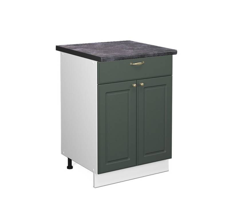 Vicco Unterschrank Fame-Line, Grün-Gold Landhaus/Weiß, 60 cm mit Schublade, AP Anthr... von Vicco