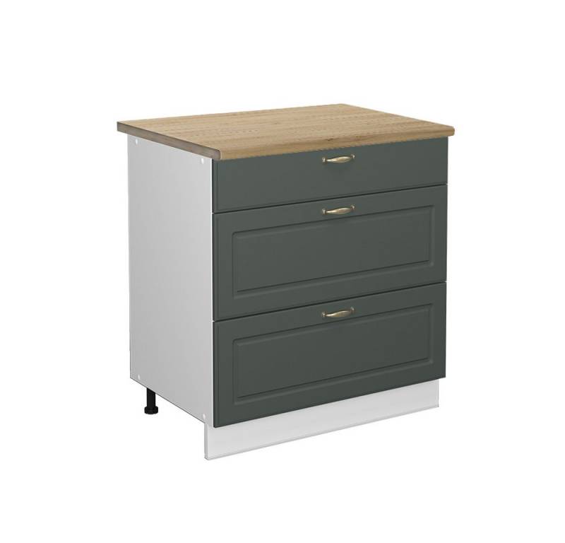 Vicco Unterschrank Fame-Line, Grün-Gold Landhaus/Weiß, 80 cm mit 3 Schubladen, AP Eiche Vicco Unterschrank Fame-Line, Grün-Gold Landhaus/Weiß, 80 cm mit 3 Schubladen, AP Eiche von Vicco