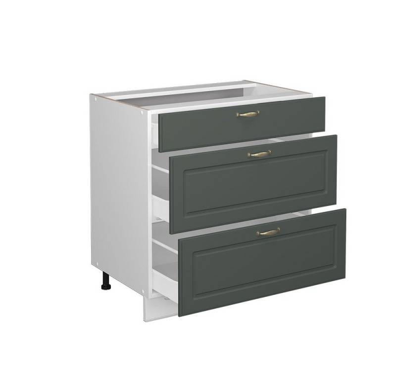 Vicco Unterschrank Fame-Line, Grün-Gold Landhaus/Weiß, 80 cm mit 3 Schubladen, AP Eiche Vicco Unterschrank Fame-Line, Grün-Gold Landhaus/Weiß, 80 cm mit 3 Schubladen, AP Eiche von Vicco