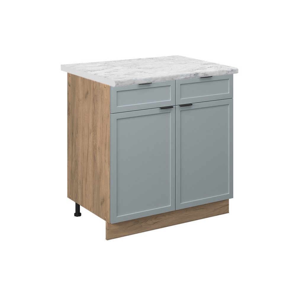 Vicco Unterschrank Fame-Line, Hellblau-grau/Goldkraft Eiche, 80 cm, AP Marmor von Vicco