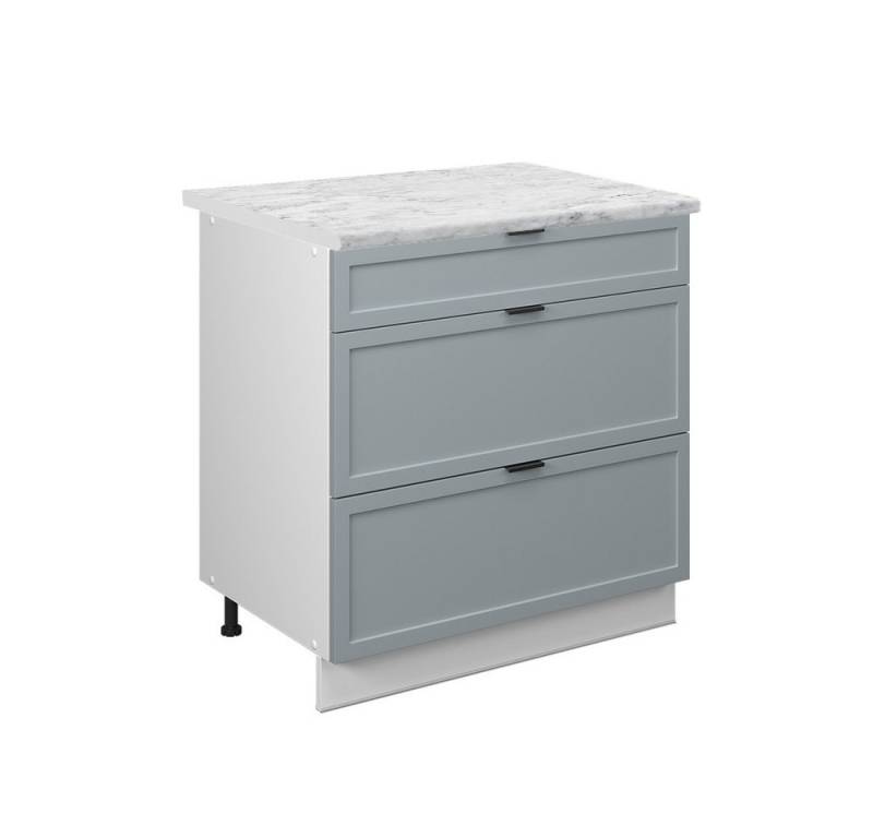 Vicco Unterschrank Fame-Line, Hellblau-grau/Weiß, 80 cm mit 3 Schubladen, AP Marmor von Vicco
