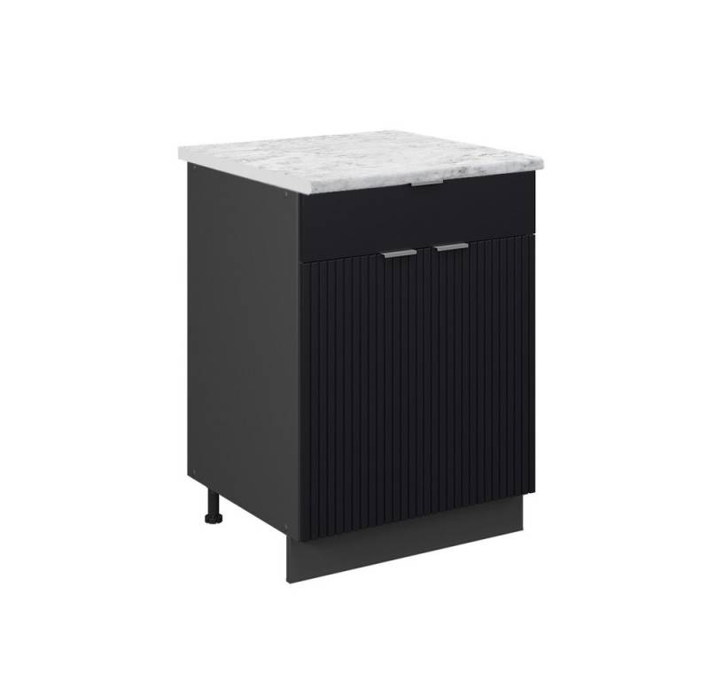 Vicco Unterschrank Fame-Line, Schwarz gestreift/Anthrazit, 60 cm mit Schublade, AP Marmor von Vicco