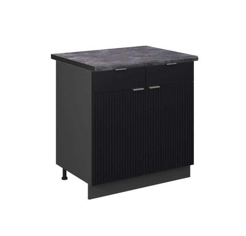 Vicco Unterschrank Fame-Line, Schwarz gestreift/Anthrazit, 80 cm, AP Anthrazit von Vicco