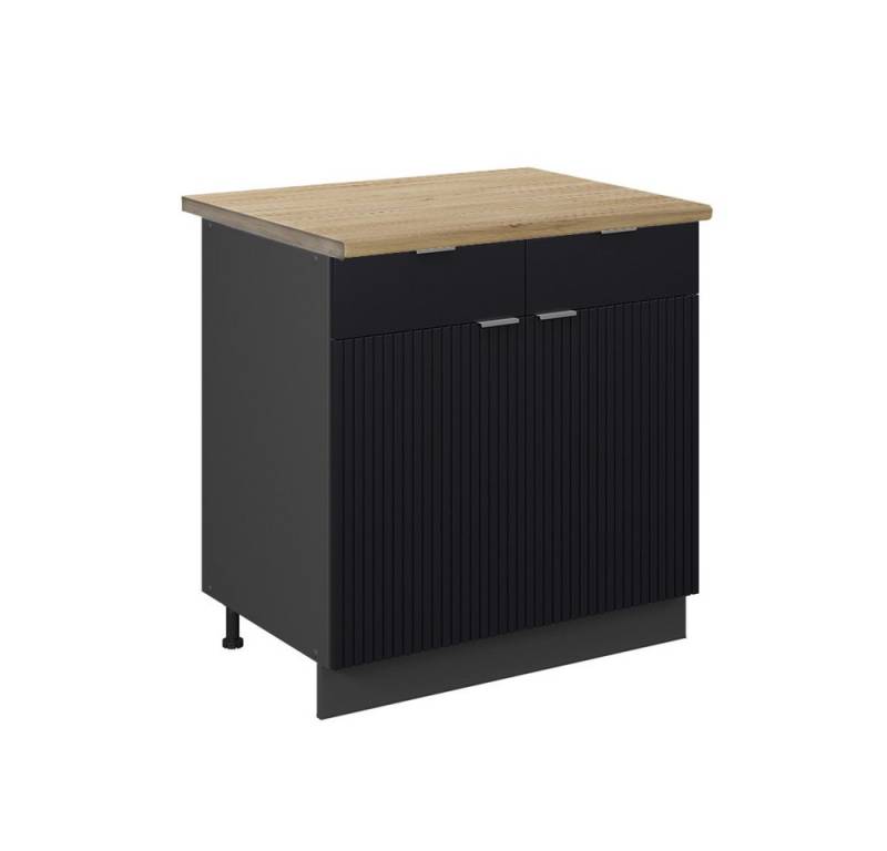 Vicco Unterschrank Fame-Line, Schwarz gestreift/Anthrazit, 80 cm, AP Eiche von Vicco