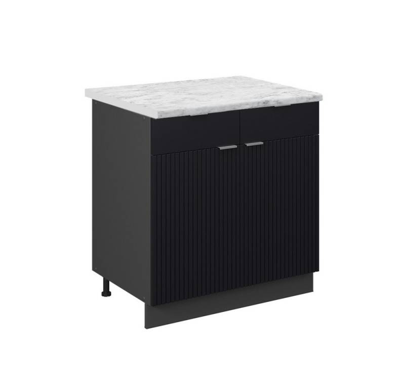 Vicco Unterschrank Fame-Line, Schwarz gestreift/Anthrazit, 80 cm, AP Marmor von Vicco