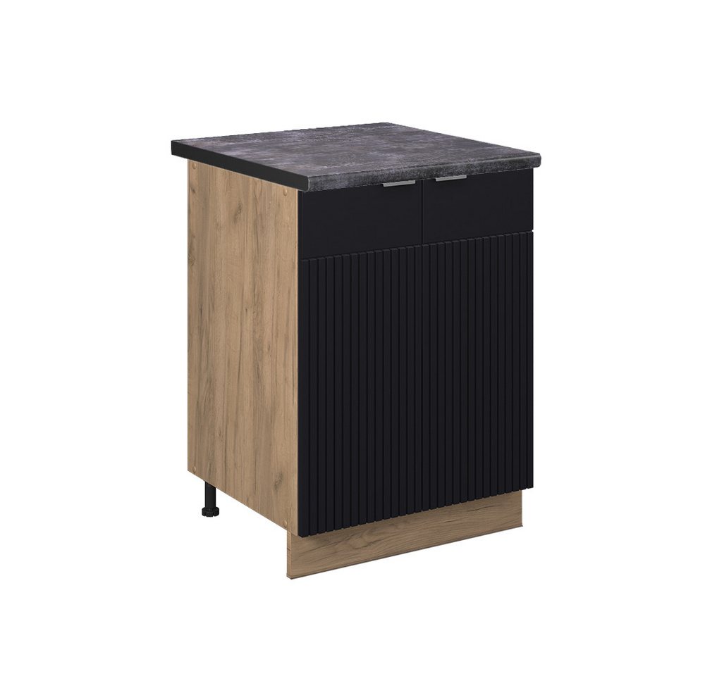 Vicco Unterschrank Fame-Line, Schwarz gestreift/Goldkraft Eiche, 60 cm, AP Anthrazit von Vicco