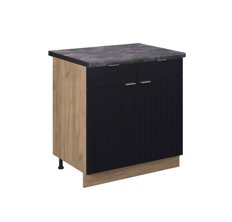 Vicco Unterschrank Fame-Line, Schwarz gestreift/Goldkraft Eiche, 80 cm, AP Anthrazit von Vicco