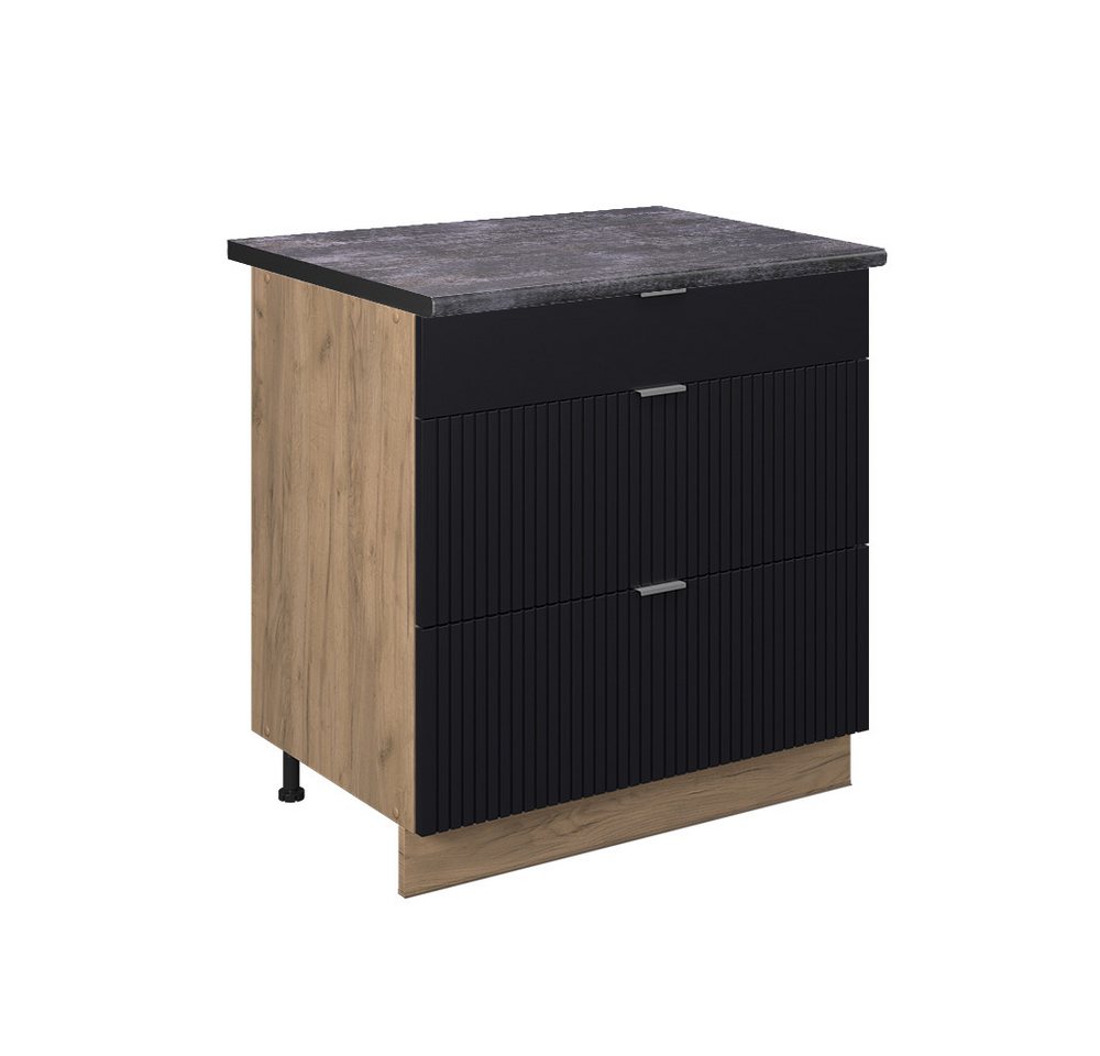 Vicco Unterschrank Fame-Line, Schwarz gestreift/Goldkraft Eiche, 80 cm mit 3 Schublade... Vicco Unterschrank Fame-Line, Schwarz gestreift/Goldkraft Eiche, 80 cm mit 3 Schublade... von Vicco