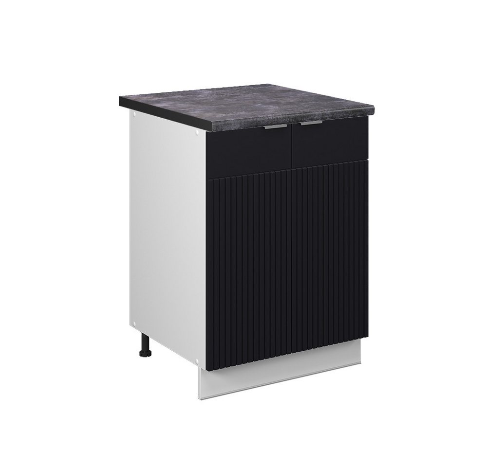 Vicco Unterschrank Fame-Line, Schwarz gestreift/Weiß, 60 cm, AP Anthrazit von Vicco