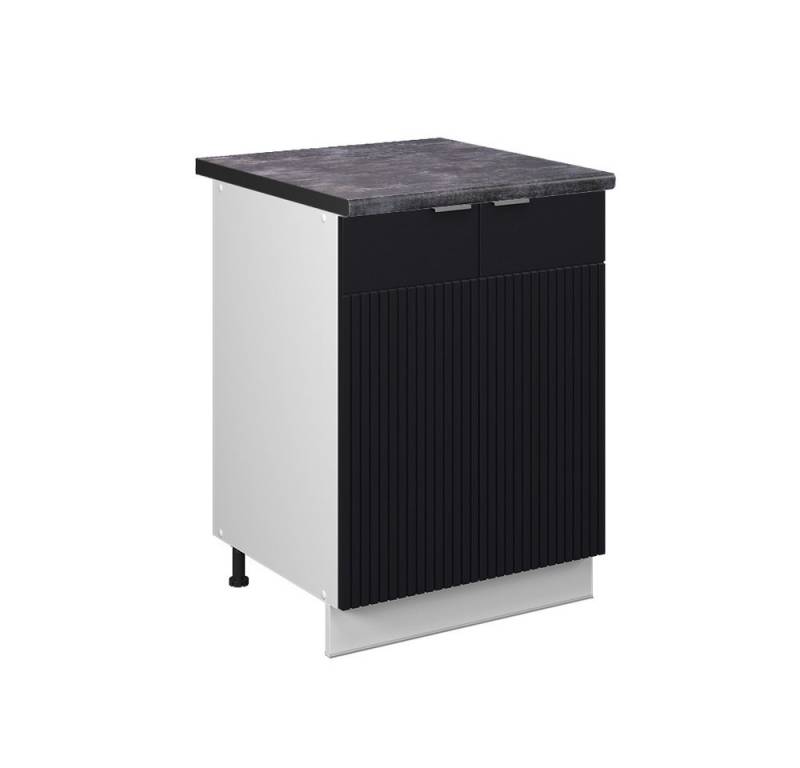 Vicco Unterschrank Fame-Line, Schwarz gestreift/Weiß, 60 cm, AP Anthrazit von Vicco