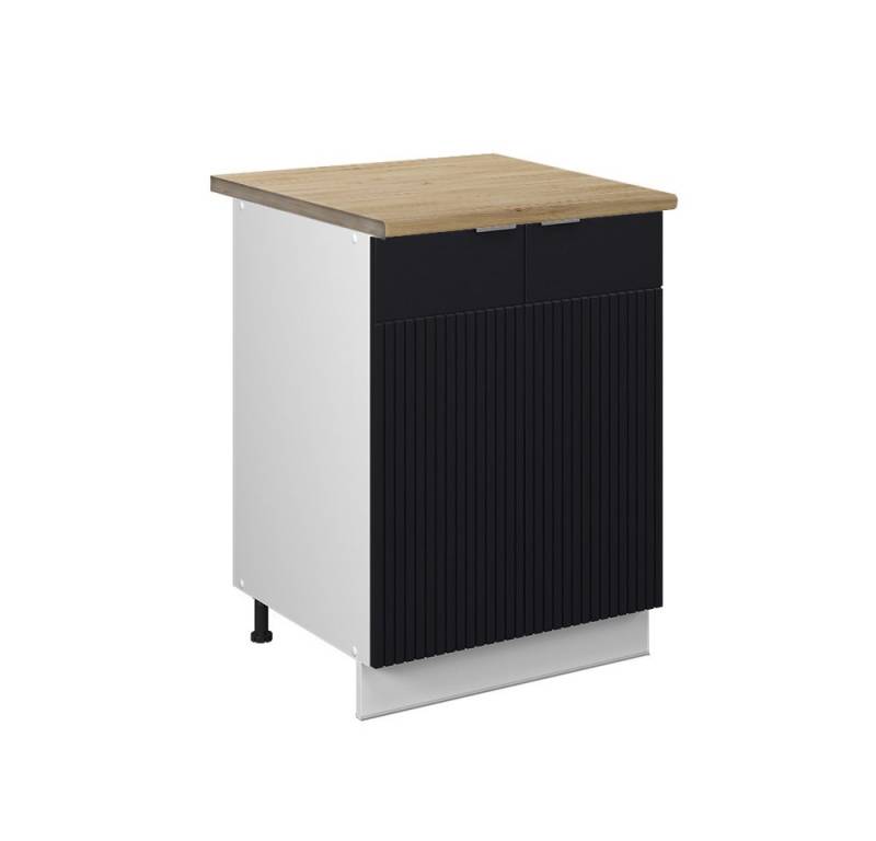 Vicco Unterschrank Fame-Line, Schwarz gestreift/Weiß, 60 cm, AP Eiche Vicco Unterschrank Fame-Line, Schwarz gestreift/Weiß, 60 cm, AP Eiche von Vicco