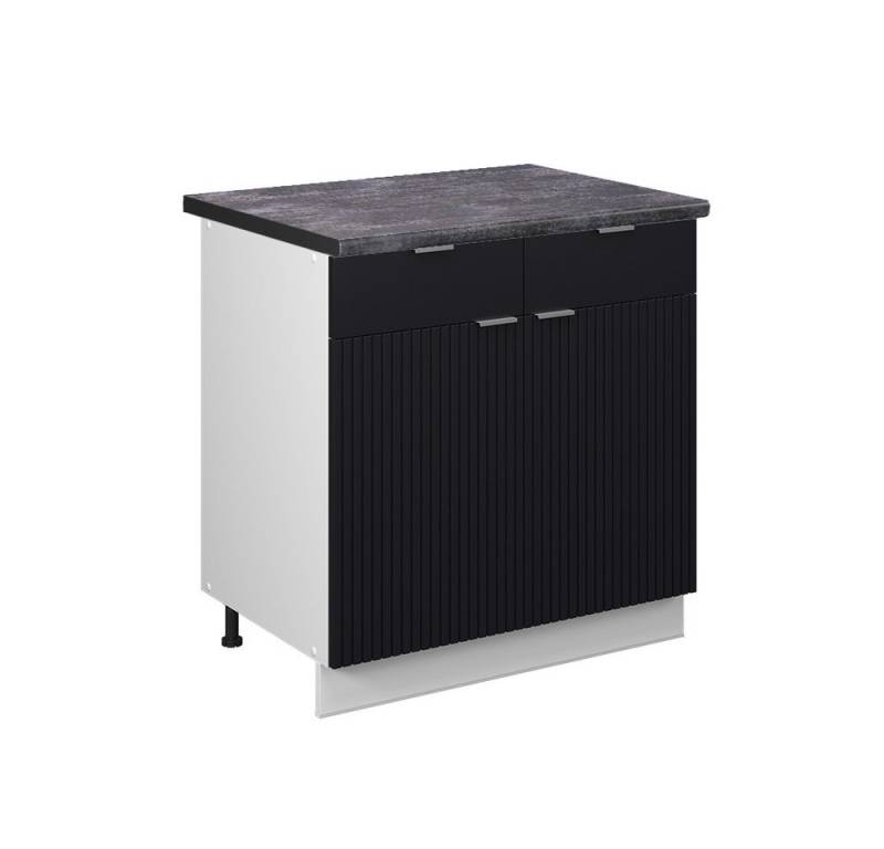 Vicco Unterschrank Fame-Line, Schwarz gestreift/Weiß, 80 cm, AP Anthrazit von Vicco