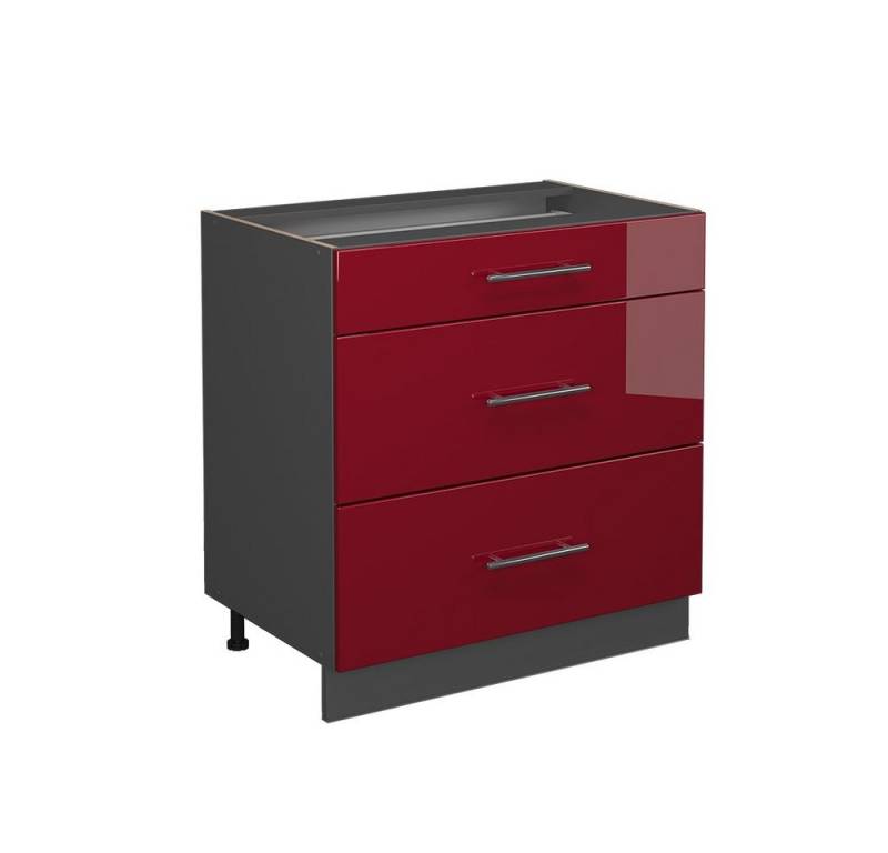 Vicco Unterschrank Fame-Line Bordeaux Hochglanz/Anthrazit, 80cm ohne Arbeitsplatte von Vicco