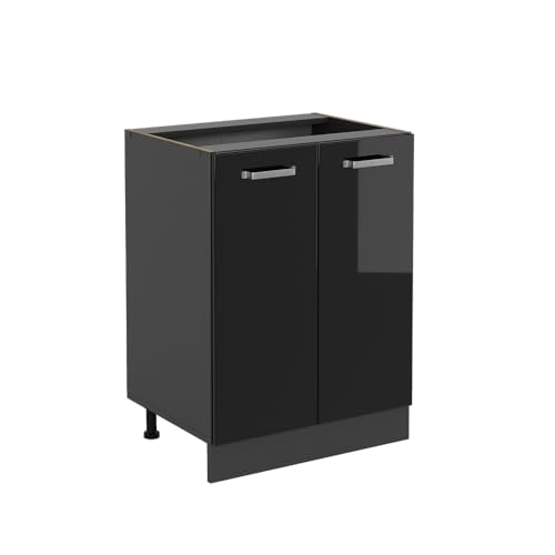 Vicco Küchenunterschrank R-Line, Schwarz Hochglanz/Anthrazit, 60 cm ohne Arbeitsplatte von Vicco