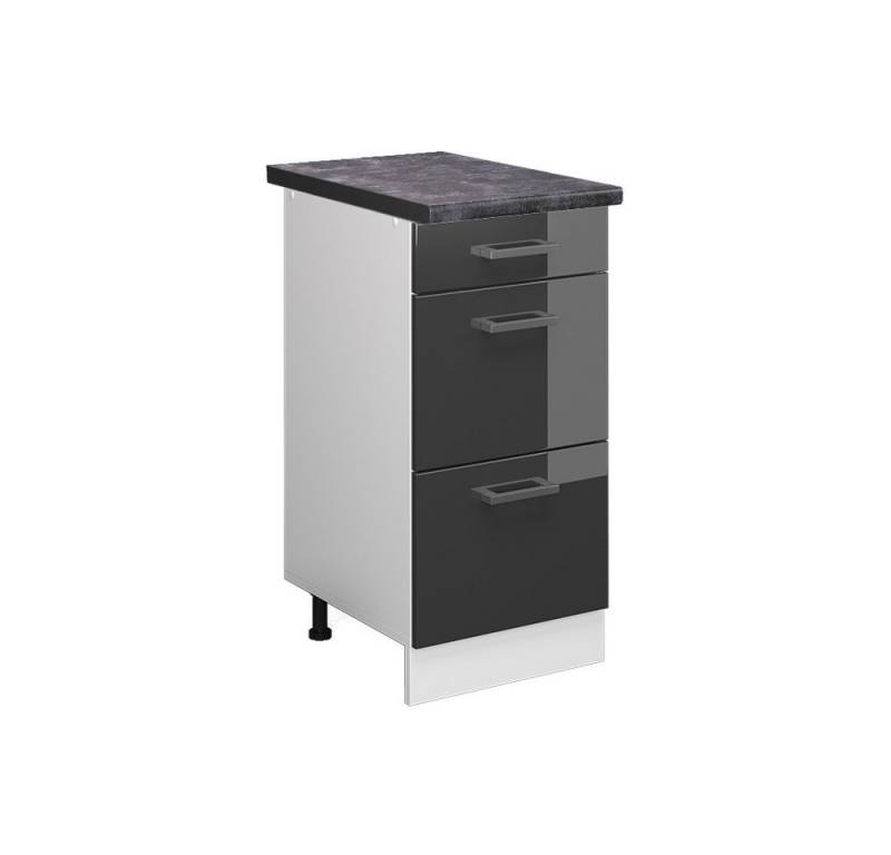 Vicco Unterschrank R-Line, Anthrazit Hochglanz/Weiß, 40 cm mit Schubladen, AP Anthrazit von Vicco