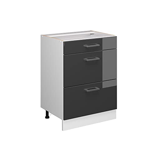 Vicco Unterschrank R-Line, Anthrazit Hochglanz/Weiß, 60 cm mit Schubladen, ohne Arbeitsplatte Vicco Unterschrank R-Line, Anthrazit Hochglanz/Weiß, 60 cm mit Schubladen, ohne Arbeitsplatte von Vicco