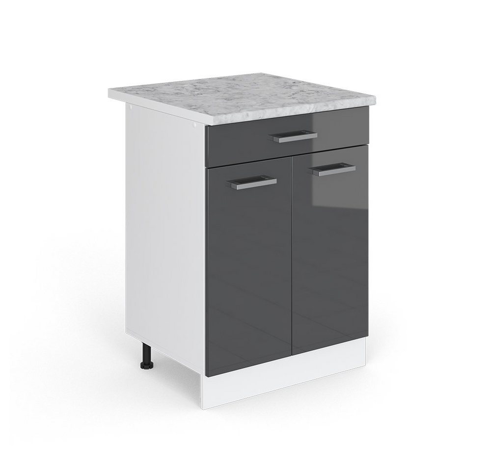 Vicco Unterschrank R-Line, Anthrazit Hochglanz/Weiß, 60cm mit Schublade + Arbeitsplatte Vicco Unterschrank R-Line, Anthrazit Hochglanz/Weiß, 60cm mit Schublade + Arbeitsplatte von Vicco