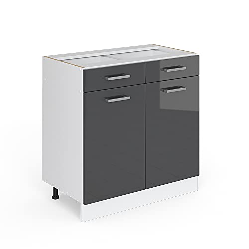 Vicco Unterschrank R-Line, Anthrazit Hochglanz/Weiß, 80 cm mit Schubladen und Türen, ohne Arbeitsplatte Vicco Unterschrank R-Line, Anthrazit Hochglanz/Weiß, 80 cm mit Schubladen und Türen, ohne Arbeitsplatte von Vicco
