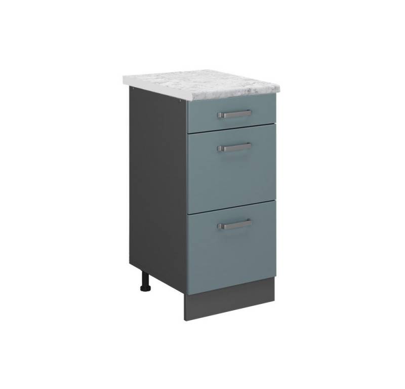 Vicco Unterschrank R-Line, Blau-Grau/Anthrazit, 40 cm AP Marmor von Vicco