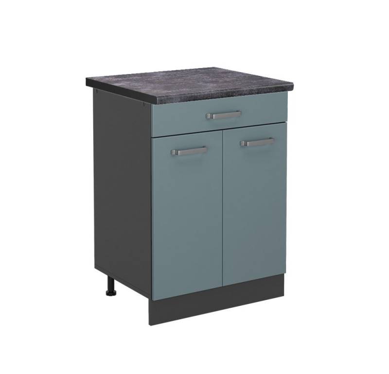 Vicco Unterschrank R-Line, Blau-Grau/Anthrazit, 60 cm, AP Anthrazit von Vicco