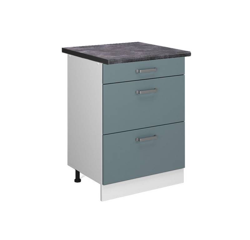 Vicco Unterschrank R-Line, Blau-Grau/Weiß, 60 cm mit Schubladen, AP Anthrazit von Vicco